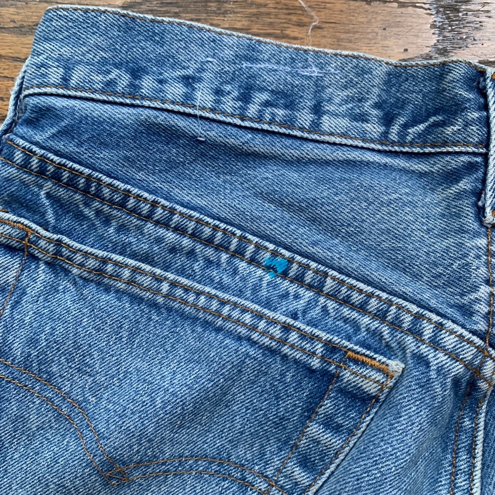 ONE-OF-A-KIND Unique Levi's Jeans w Silk Detailing - Picture 6 of 8